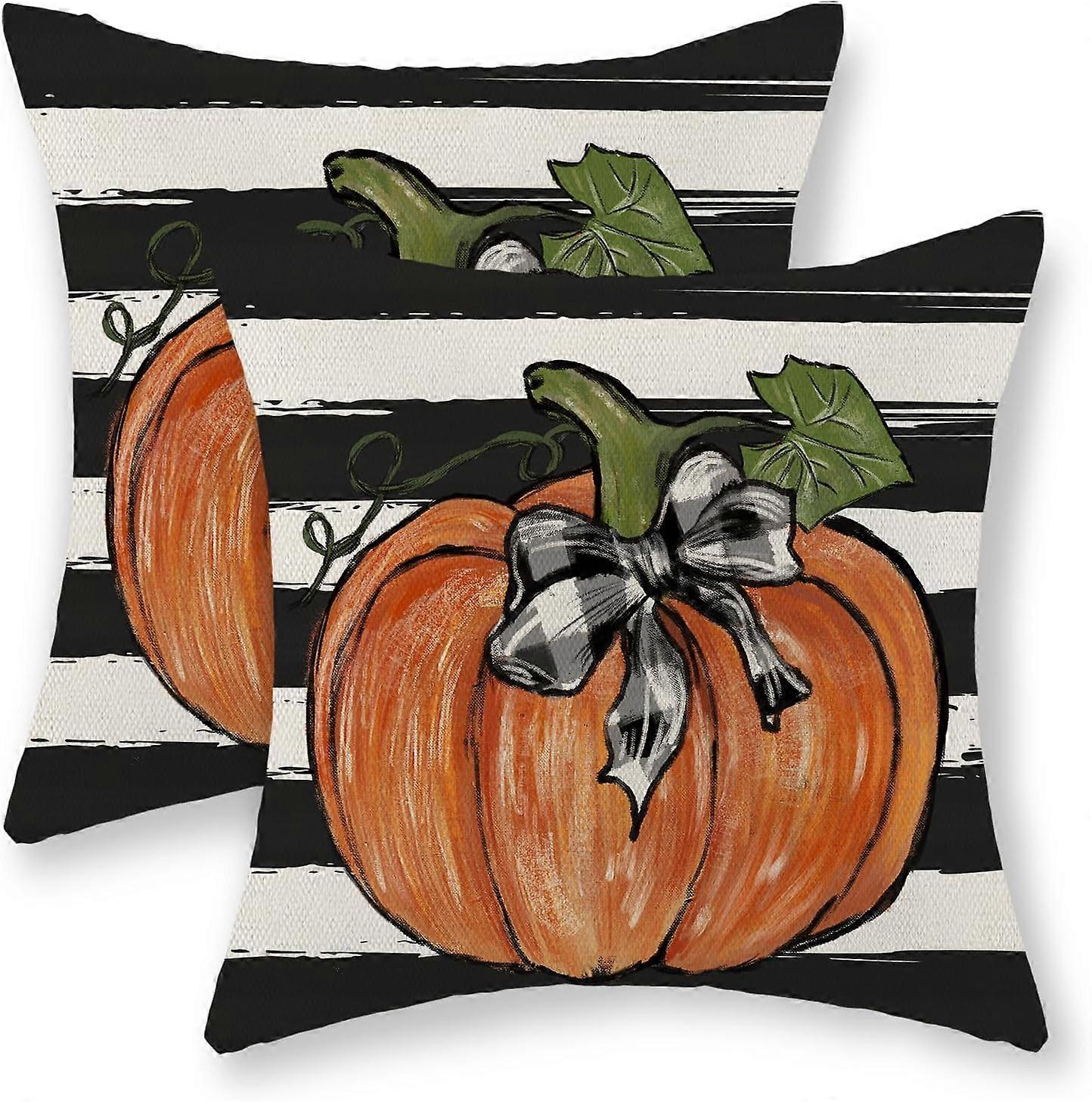 Podzimní obaly na polštáře 20x20 Sada 2 dýňových listů a pruhů z javorového dřeva Podzimní dekorace povlak na polštář Podzimní Den díkůvzdání Dekorativní venkovní polštář Cov