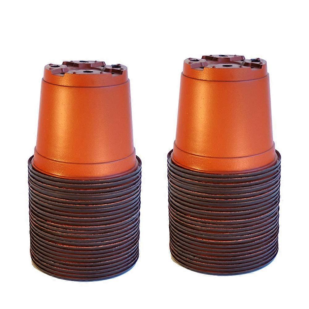 50Pcs Plastic Red/Black Nursery Pots Plastic Plants Nursery Pot Container for Seed Starting Transplants Cuttings
