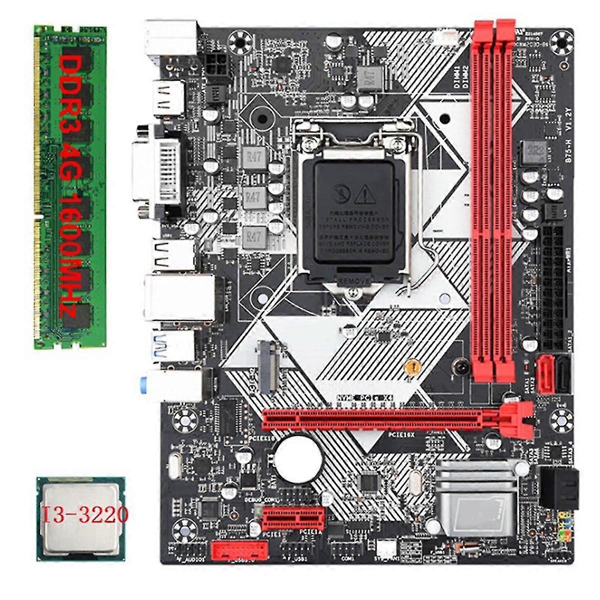 B75-h Desktop-Motherboard + i3-3220 CPU + 1 x 4 GB DDR3 1600 MHz RAM LGA 1155 USB 3.0 SATA 3.0 Computer-Mo