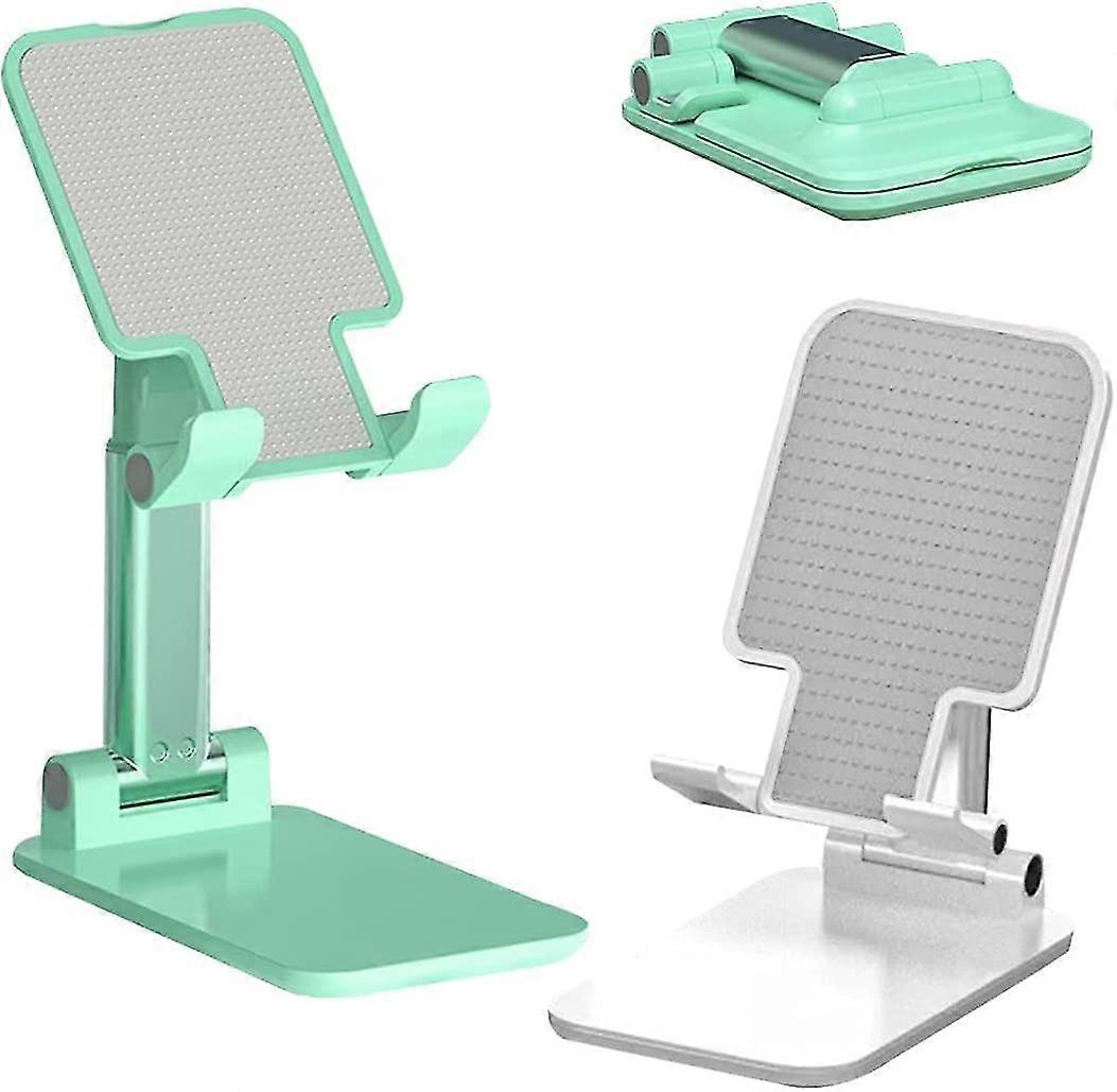 Mobile Phone Holder Foldable Desk Multiangle Stand(white Green)