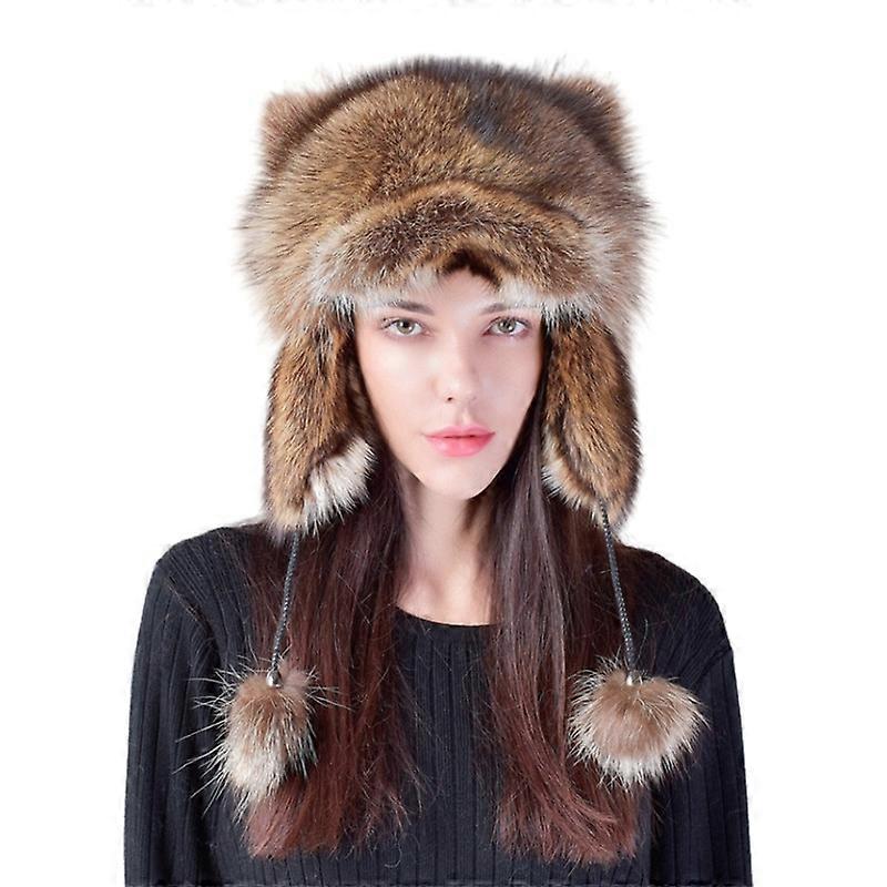 Winter Hats For Men Women Lady Natural Real Raccoon Fur Hat Extra