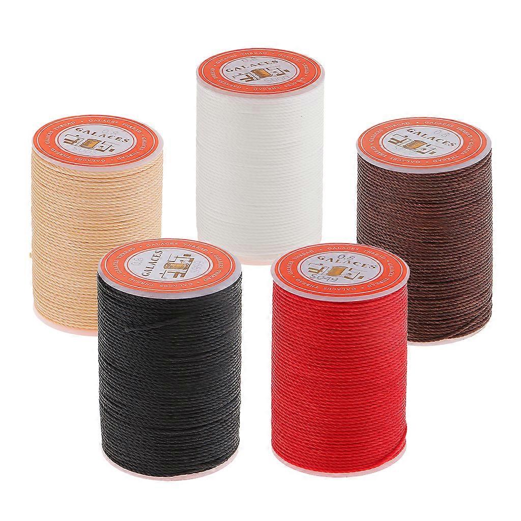 5 Rolls 0.8mm Round Polyester Waxed Thread Sewing Stitching DIY Craft