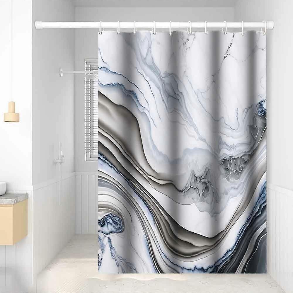 バスルーム用大理石のシャワーカーテン抽象的なライトブルーグレーの生地のシャワーカーテン防水モダンな60x72インチバスタブシャワーカーテンセットフック付き
