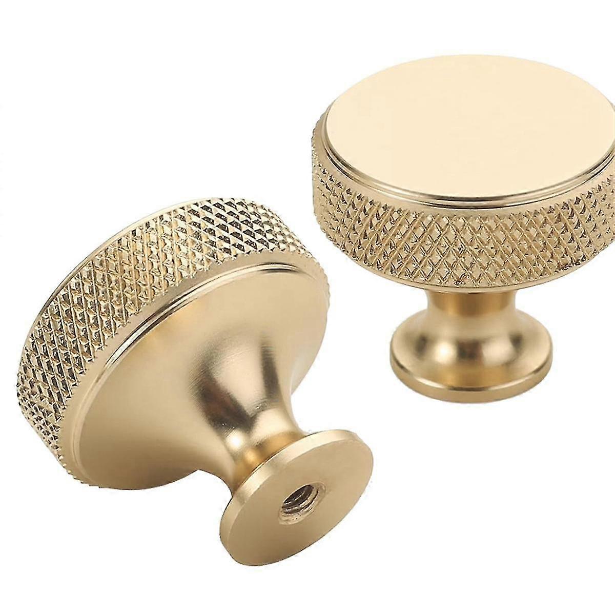 10 Pack 1.2 Inch Brushed Gold Cabinet Knobs Knurled Kitchen Cabinet Knobs Gold Drawer Knobs Round D
