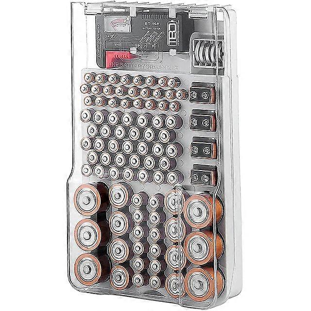 The Battery Organizer and Tester with Cover Battery Storage Organizer and Case Holds 93 Batteries of Various Sizes Battery Case