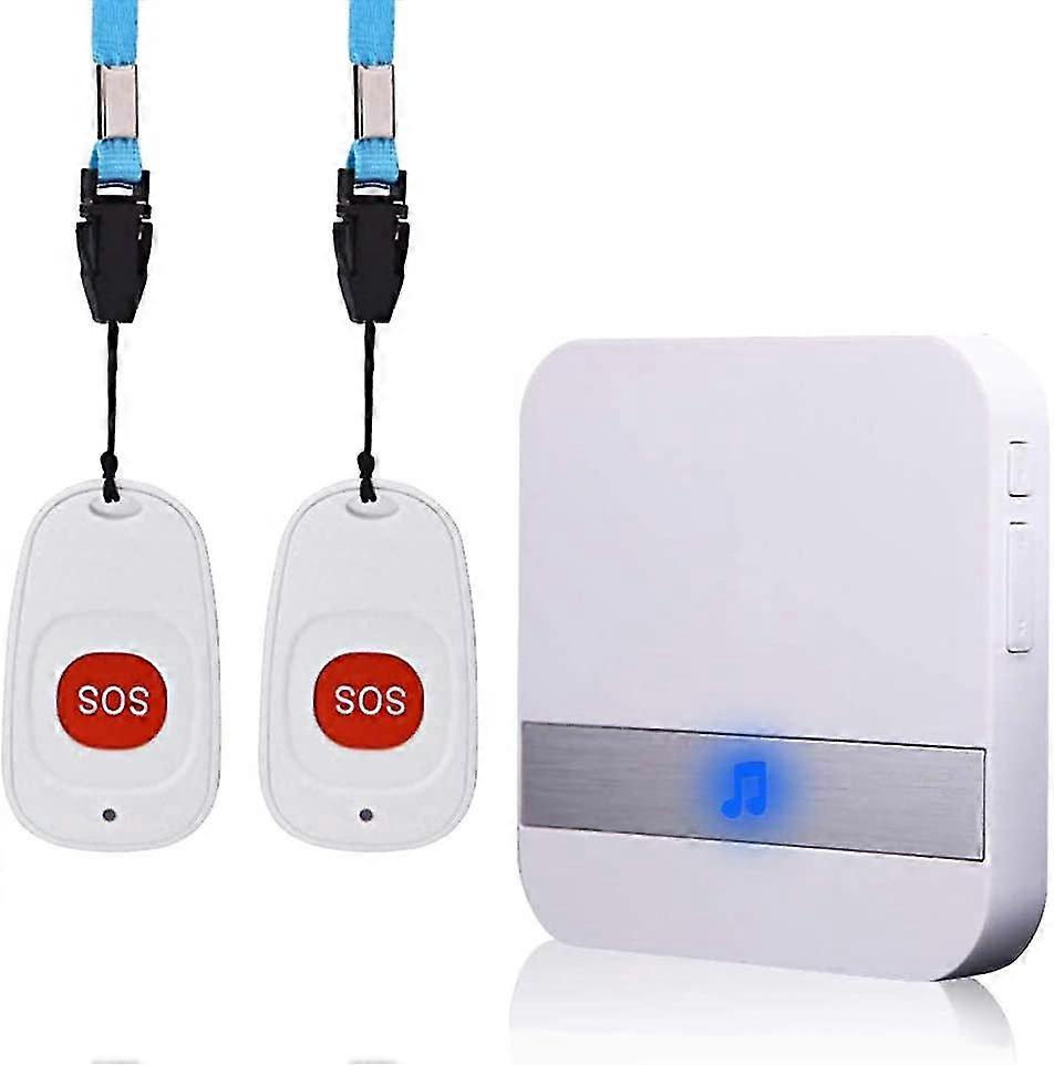 Wireless Alarm Home Alert Patient Elderly Personal Alarm System Elderly Pager Plug Version And Emergency Call Button Pager Alarm (2 In 1 White)