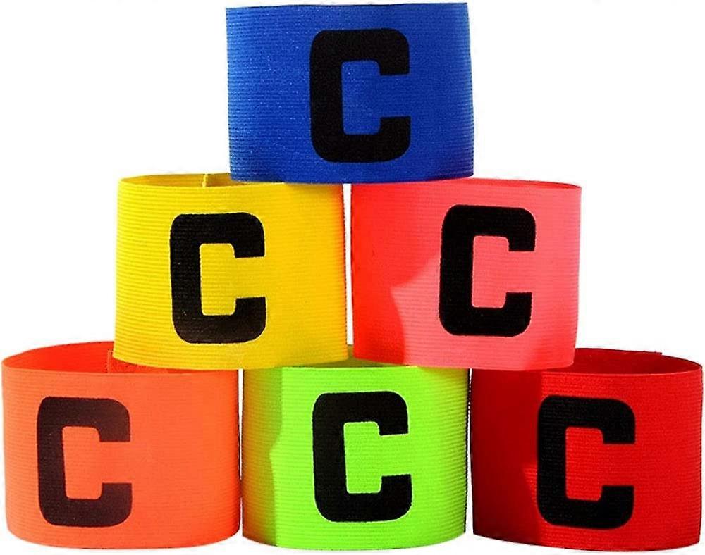 6 件弹性足球队长臂章可调节足球