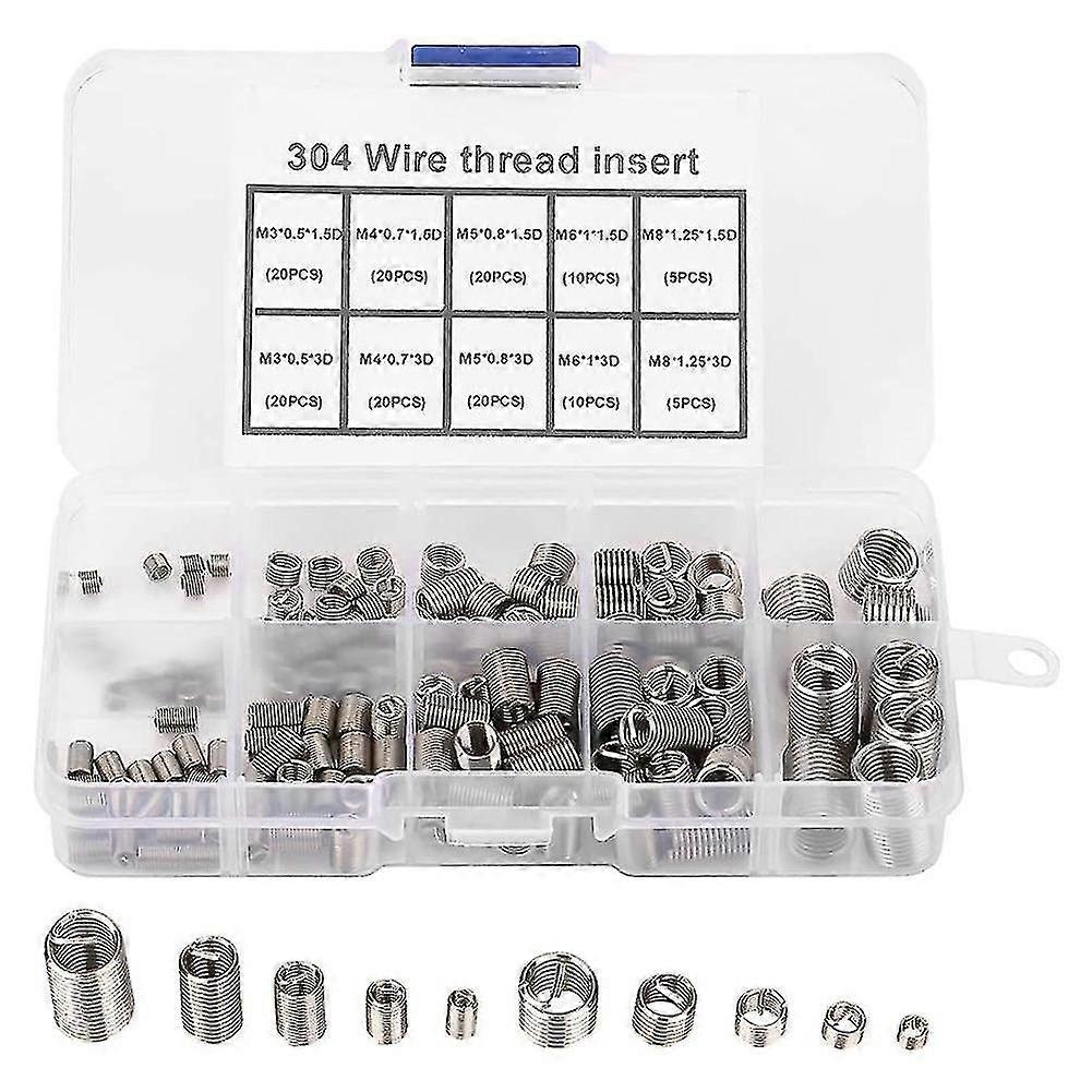 150pcs ένθετα επισκευής σπειρωμάτων M3 M4 M5 M6 M8 από ανοξείδωτο χάλυβα σπείρωμα πηνίου ελικοειδών επισκευή ένθετο Thr