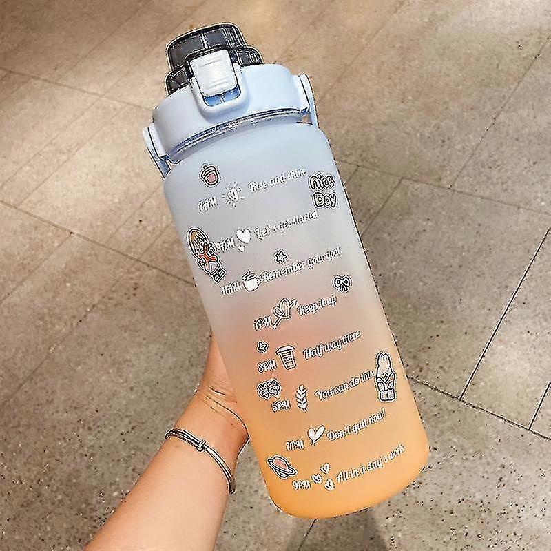 2L 64oz モチベーション ウォーター ボトル、タイム マーカー付き、フリップフロップなし、ポータブル スポーツ電話スタンド、ジム ジャグ、大容量ストロー カップ