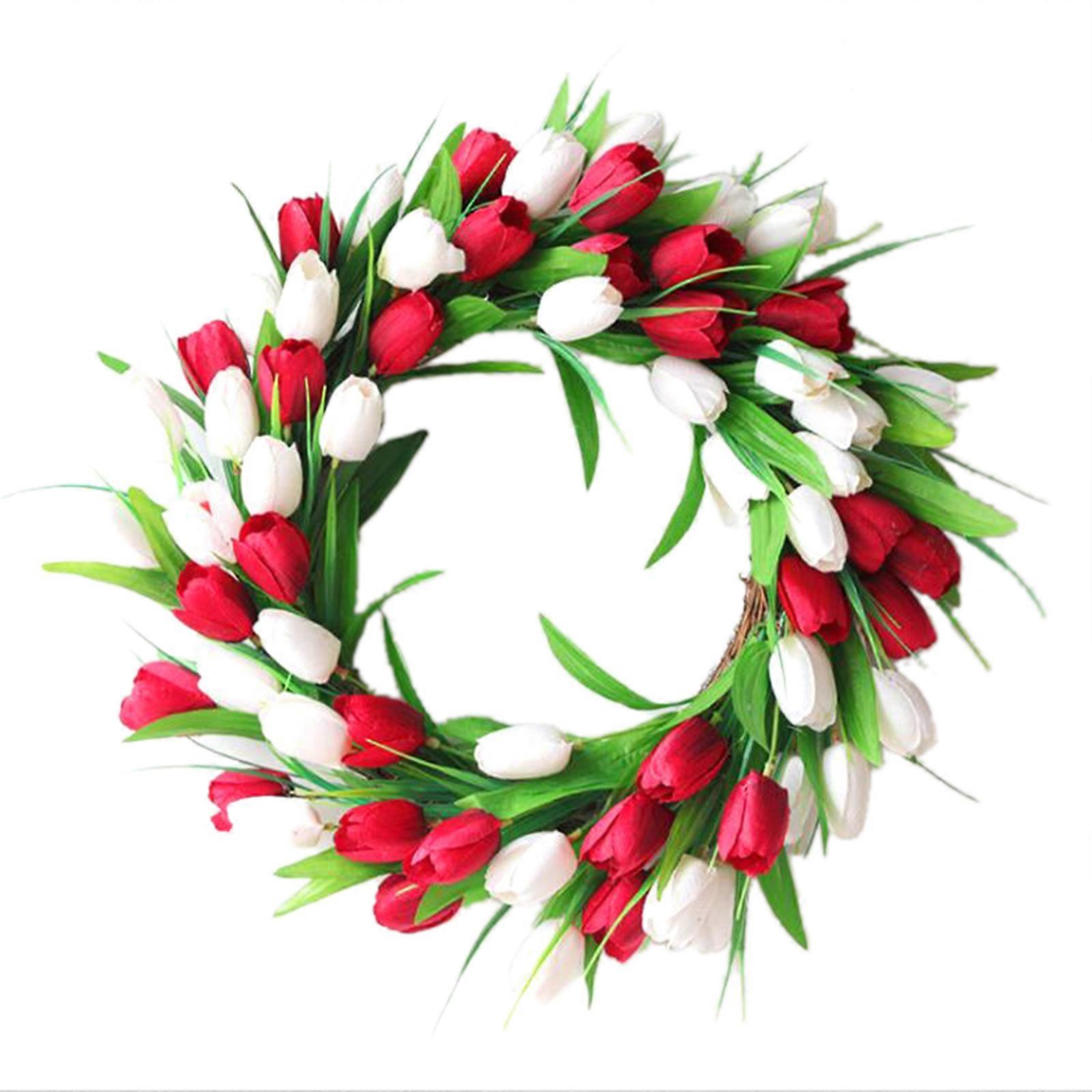 Minglan Tulip Wreath Home Decoration Flower Simulation Props-50cm Artificial Flora