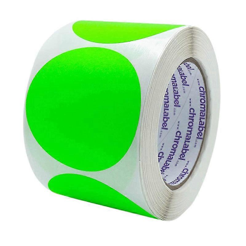 2 Inch Round Label ,Fluorescent Green ,Permanent Color Code Dot Stickers, 500 Labels per Roll