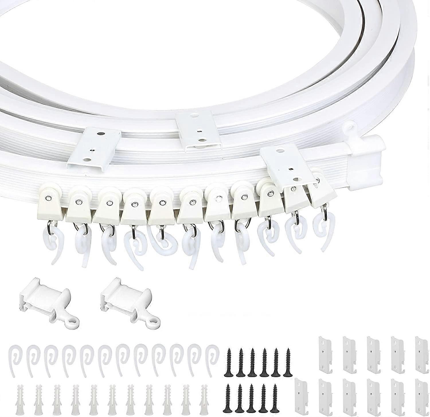 LN-Ceiling Curtain Track Kit (91pcs) Includes 3m Flexible Curtain Track 11 Mounting Brackets 26 Gliders 26 Curtain Cilps and 4 End Caps Curtain Track 