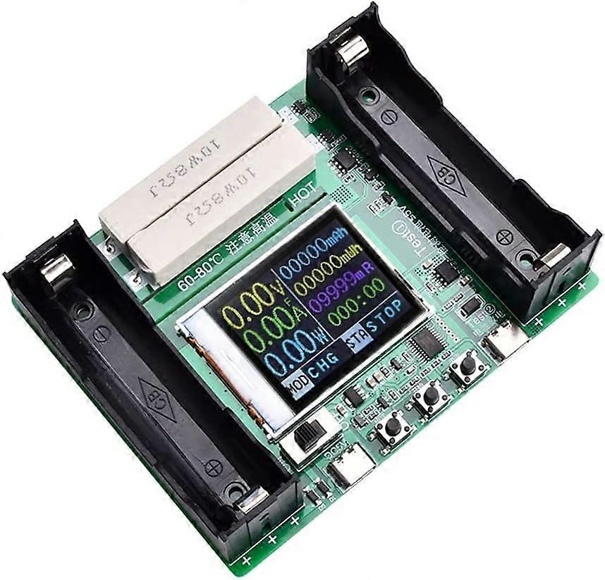 Batterikapasitetstester, spenningsstrømindikator 1,77 tommer TFT LCD-skjermmodul for 18650 litiumbatteri
