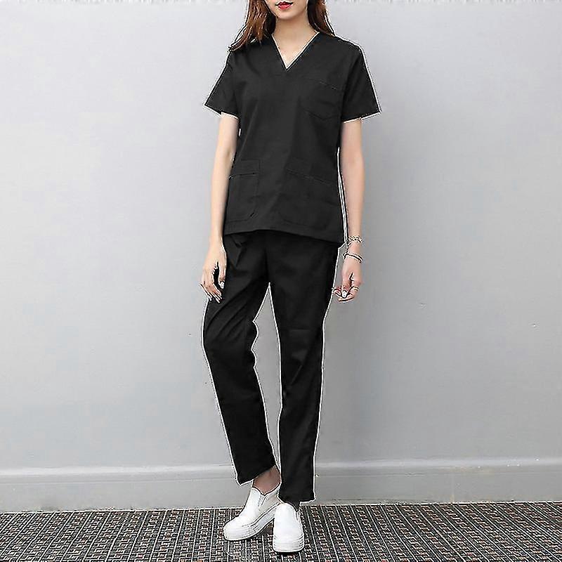2pcs Scrubs Σύνολο Στολές Spa Εργαζόμενοι Υγείας Ομοιόμορφη Ενδυμασία Αισθητικός Ρούχα Εργασίας Τρίβει Μπλούζες Παντελόνια Unisex Γυναίκες Άνδρες Ρούχα Εργασίας