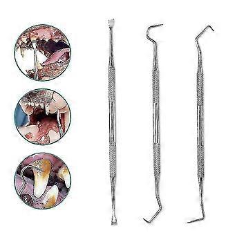 Professionelle Dentalwerkzeuge, Hundezähne Scaler und Schaber Edelstahl Zahnstein Entferner, 3 Pack Edelstahl Hundezähne Reinigungswerkzeuge