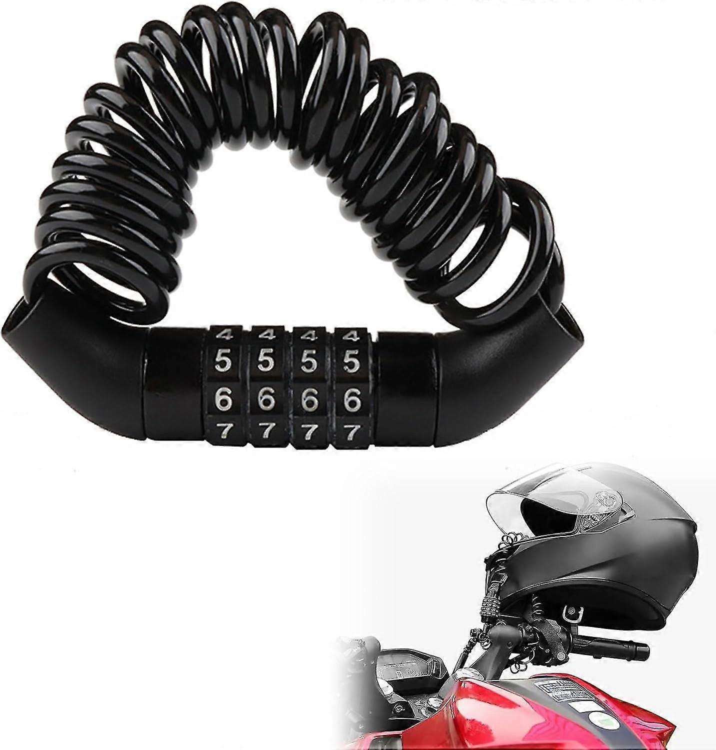 Helmet Bicycle Lock, Motorcycle Portable Security Code with 4 Digital Codes Cable