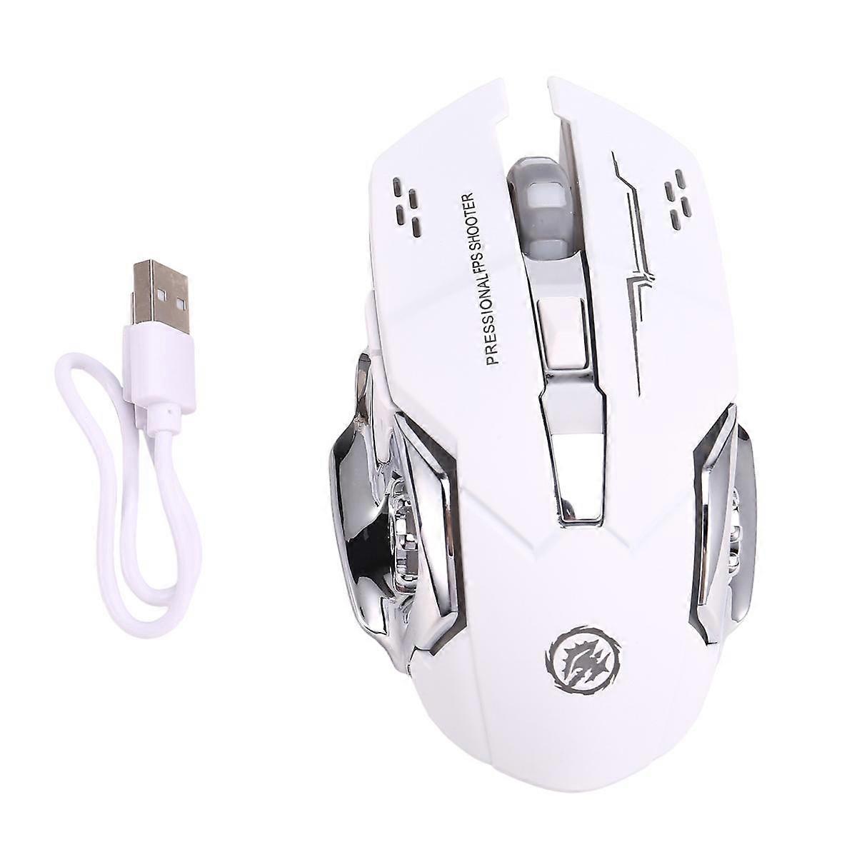 Silent Wireless Mouse USB Rechargeable Gaming Computer Rechargeable Bluetooth Mouse for PC and Laptop White