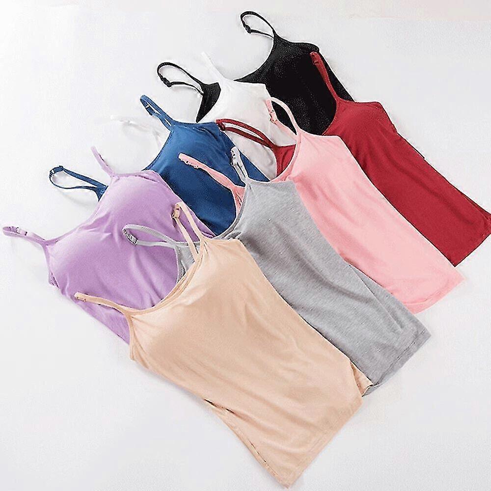 Mulheres Camisole Tops Com Construído Em Bra V Pescoço Colete Acolchoado Slim Tank Tops Soft