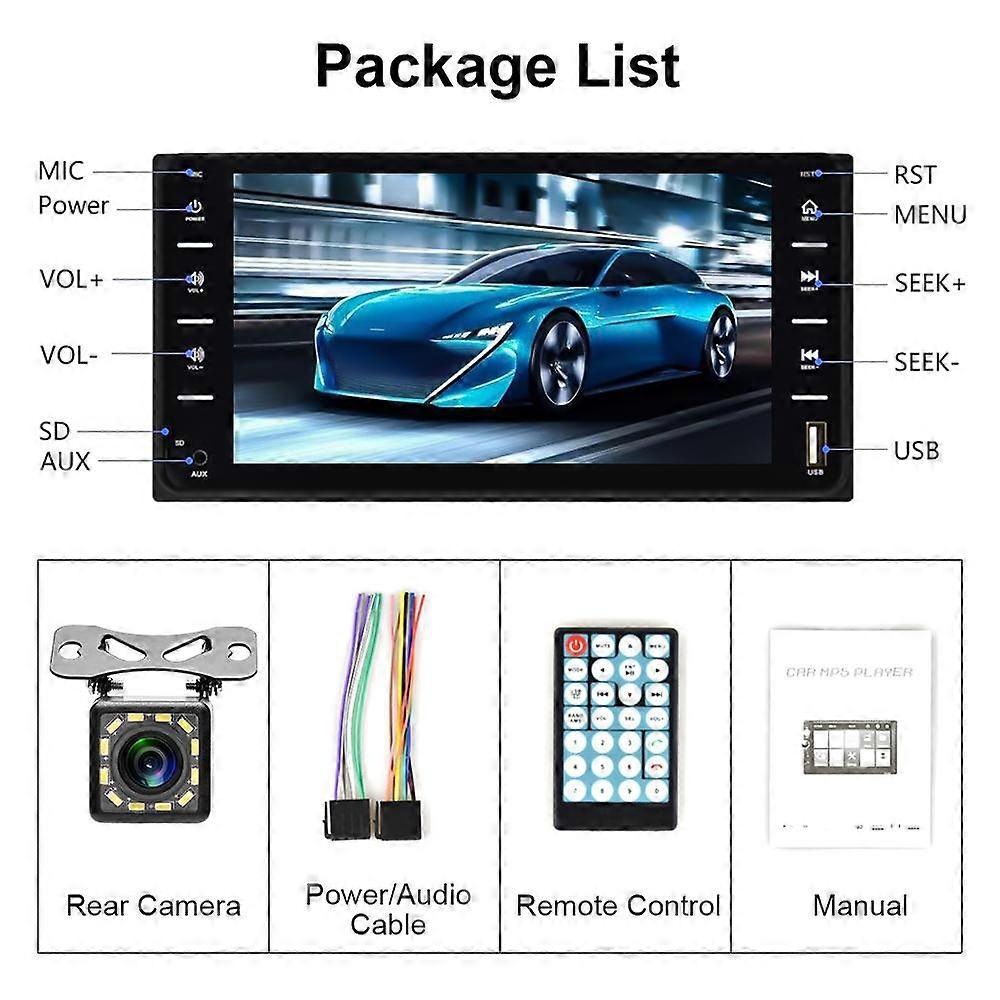 Podofo Autoradio For Toyota Corolla 7'' TFT HD Touch Screen Car MP5 Player Universal Bluetooth Android/Iphone Mirror Link FM Radio AUX/TF/USB