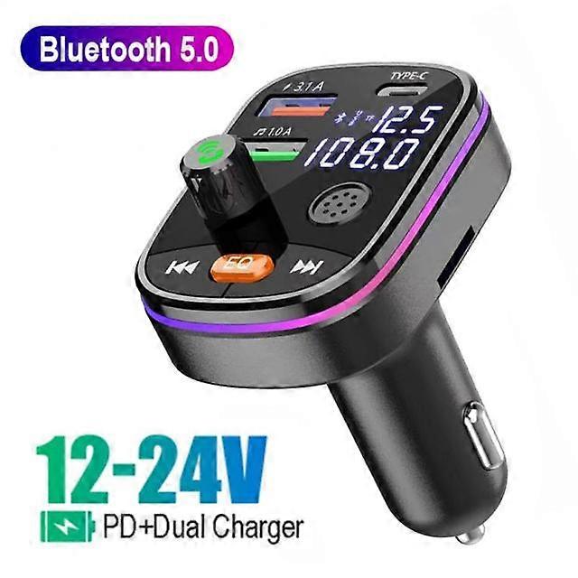 Car Bluetooth 5.0 FM Transmitter Wireless Handsfree Audio Receiver Car MP3 Player 2USB Fast Charger Car Electronics Accessories