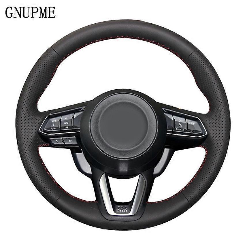 Handsydd Rattkåpa Svart Läder Bil Rattkåpa För Mazda CX-3 CX3 CX-5 CX5 2017 2018
