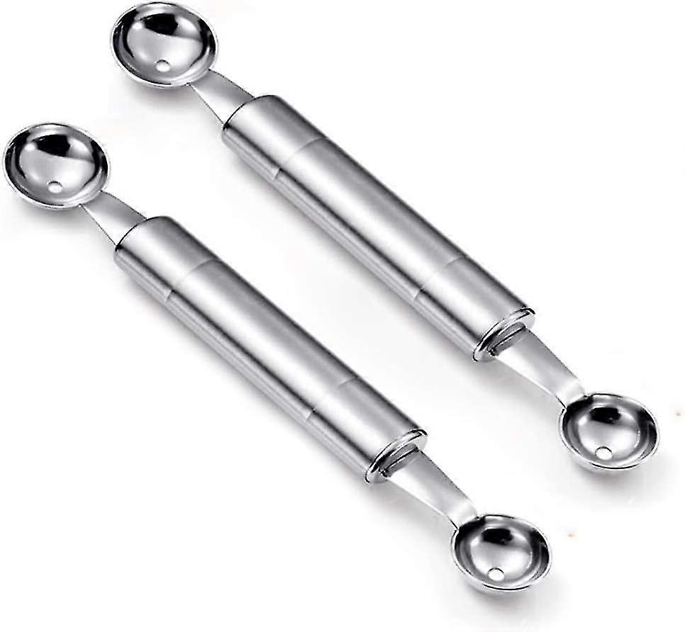 2 Pieces Melon Spoon, Stainless Steel Multifunction Kitchen Tools, Stainless Double Sided