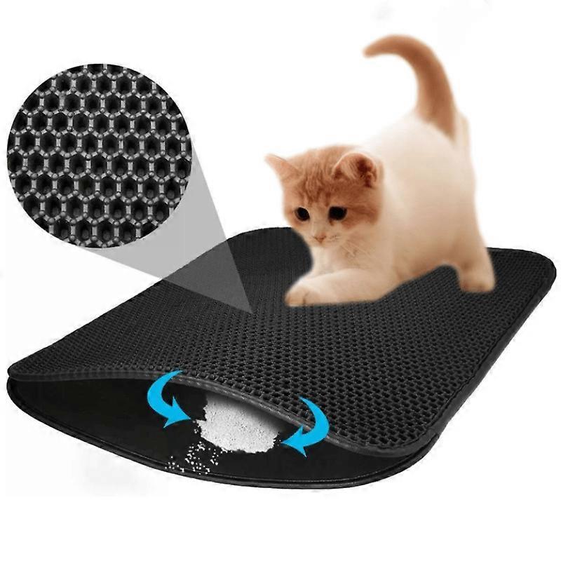 Foldable Cat Litter Mat 60x45cm Cat Litter Tray, Waterproof Non-Toxic EVA, Double Layer Honeycomb Design Non-Slip Cat Litter Mat