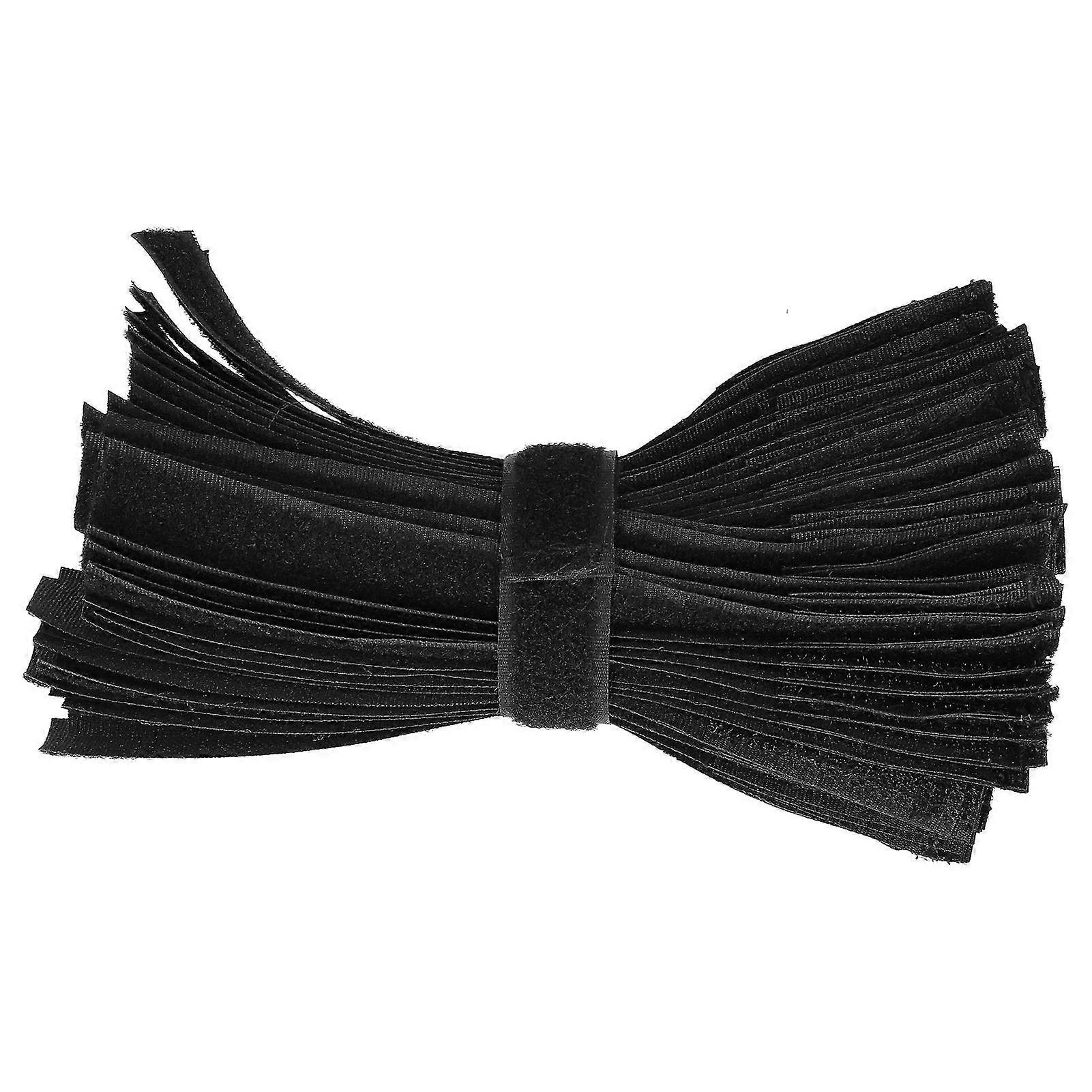 50Pcs Black Hook and Loop Ties - Integrated Burr Buckle Wire Extension Cable Fastener