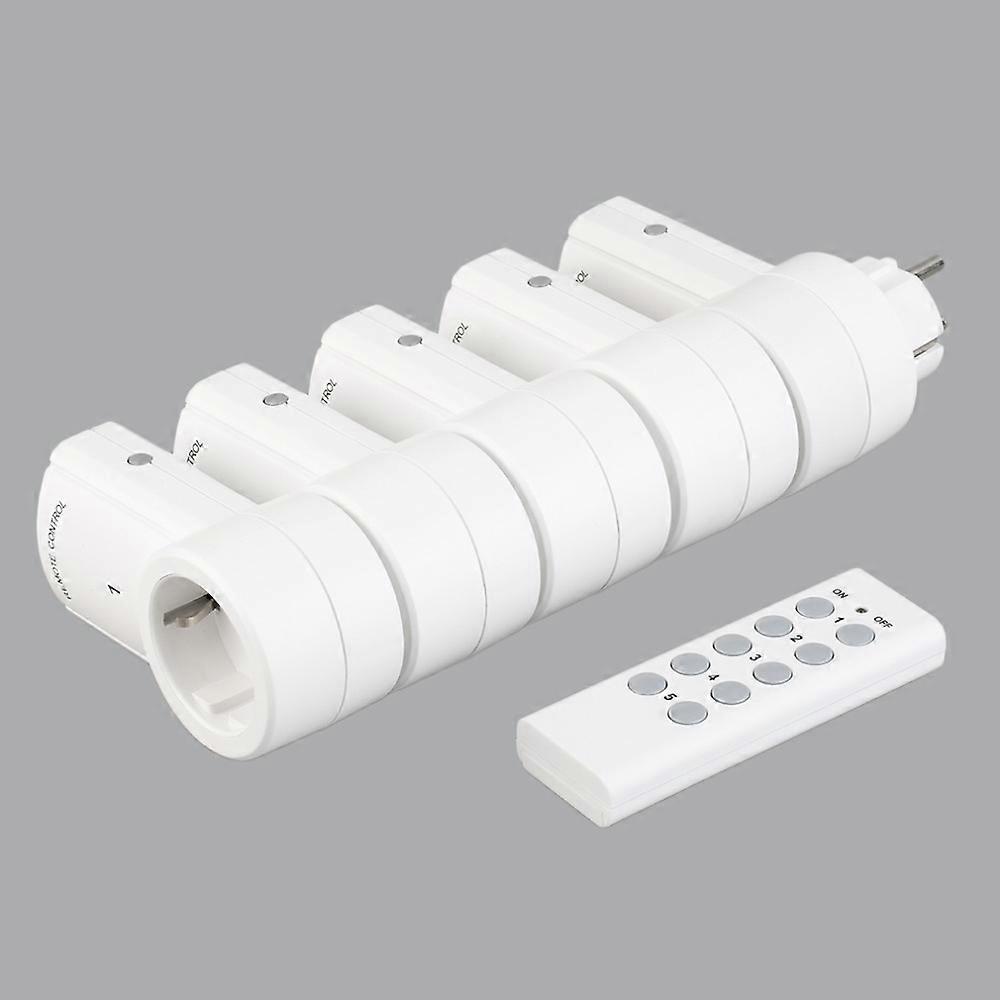 5 Wireless Remote Control Switches Socket  Power Outlets Electrical Plugs Adaptors with Remote Control EU Plug White