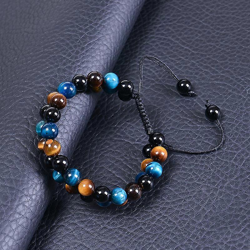 Bracelet Homme En Œil De Tigre Naturel - Noir, 8mm, Ajustable, Pierre Naturelle
