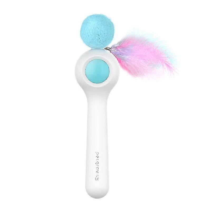 Bjxy Cat Interactive Toy Automatic Telescopic Funny Cats Stick Colorful Feather Stickblue