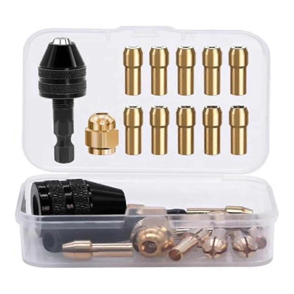 12-teiliges Bohrfutter-Adapter-Set, 4486 Bohrfutter, 4485 Spannzangen, Messing-Wechselfutterköpfe, schlüsselloses Bohrfutter mit Box
