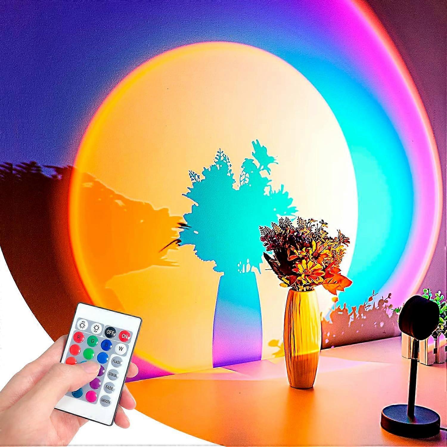 Sunset Lamp Projection Rotation Rainbow Projection Lamp Led Romantic Visual Led Light Network Red Light with USB Modern Floor Stand Night Light Living