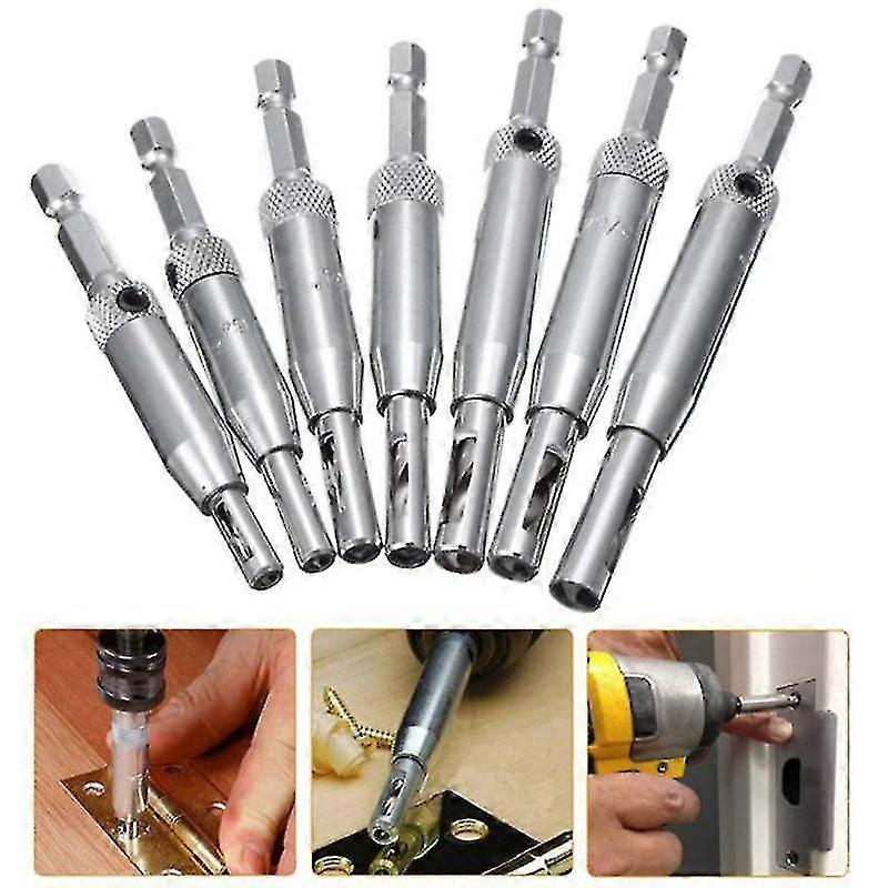 7pcs Self-centering Drill Bits High-speed Steel Hinge Drill Bit Door Window Hinge Hole Opener Hole