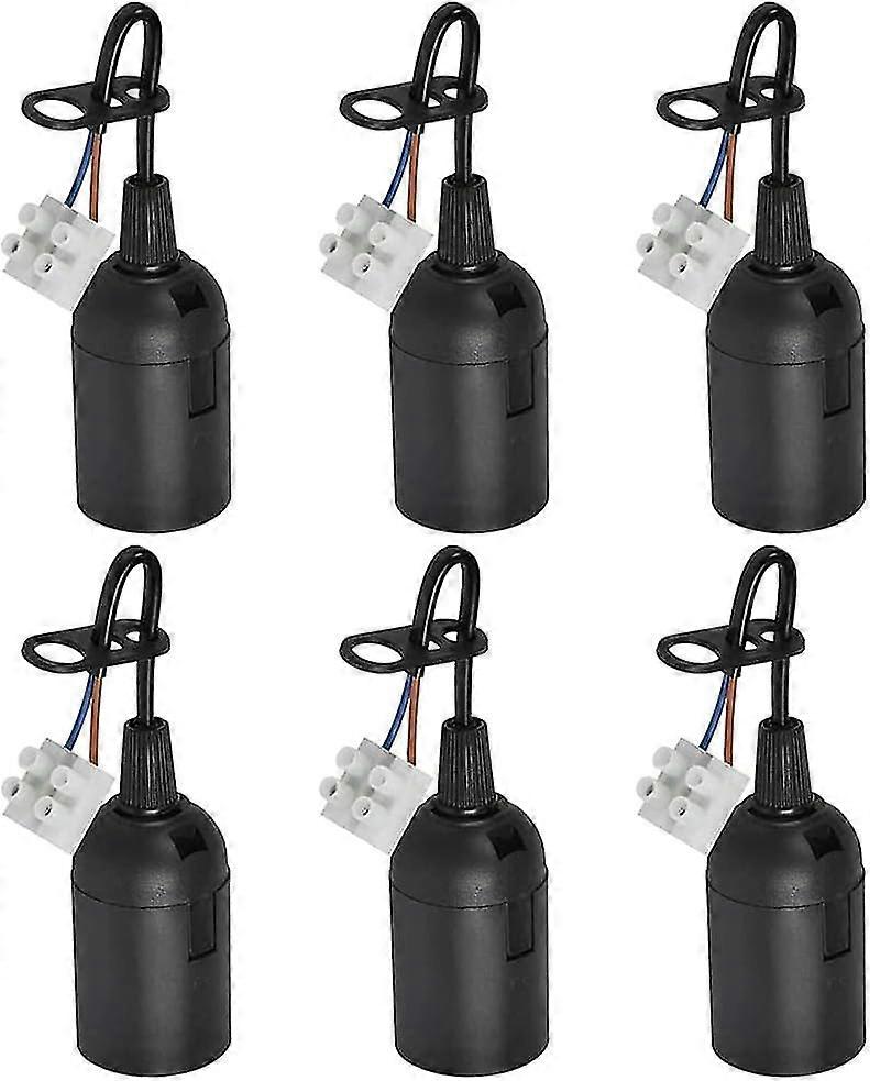 E27 Replacement socket 4A 250V Lamp socket with cable (max. 60W) Black renovation socket Site socket - 6 pieces