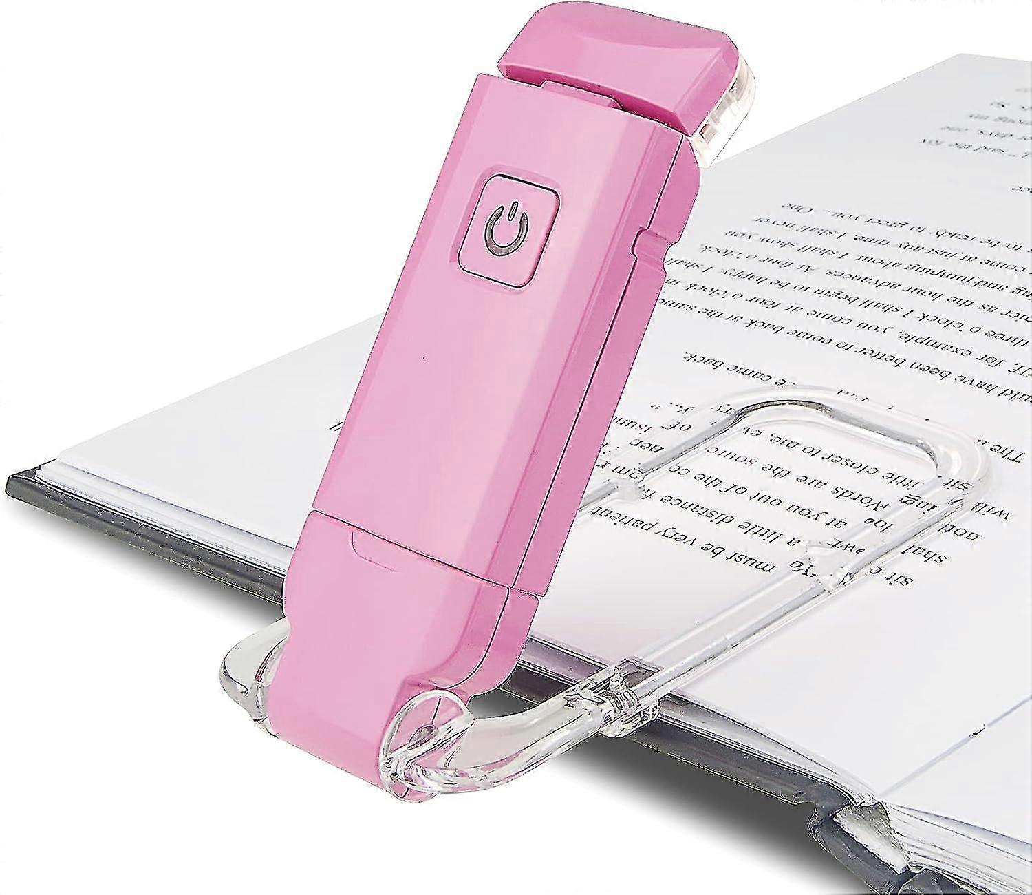 Usb Rechargeable Reading Light Clip On Book Light For Reading In Bed, 3 Brightness Adjustable For Eye Care, Dimmable Book Lamp(pink)