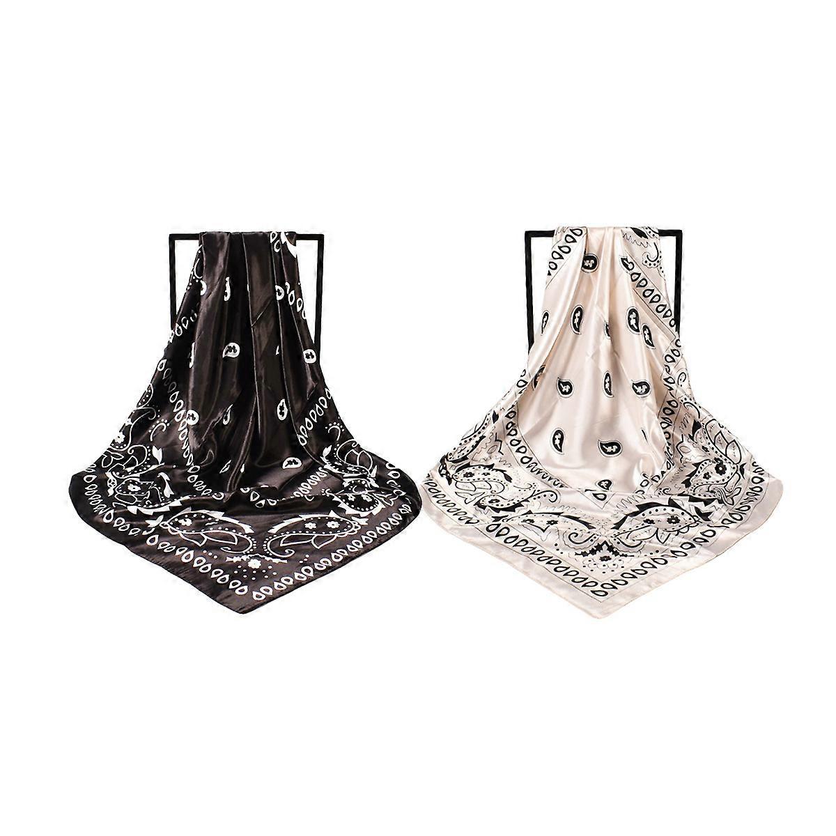 35 "Grande Sciarpa Testa Quadrata In Raso - 2 Pz Seta Come Floreale Testa Sciarpe Quadrato Sciarpa Capelli Di Raso Bandane per Le Donne