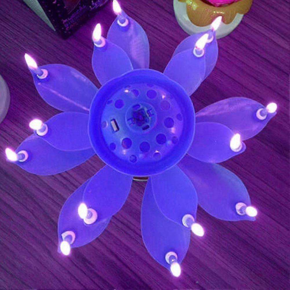 Rotating Music Lotus Cake Candle - Birthday Party Magic Flower Blossom Candle