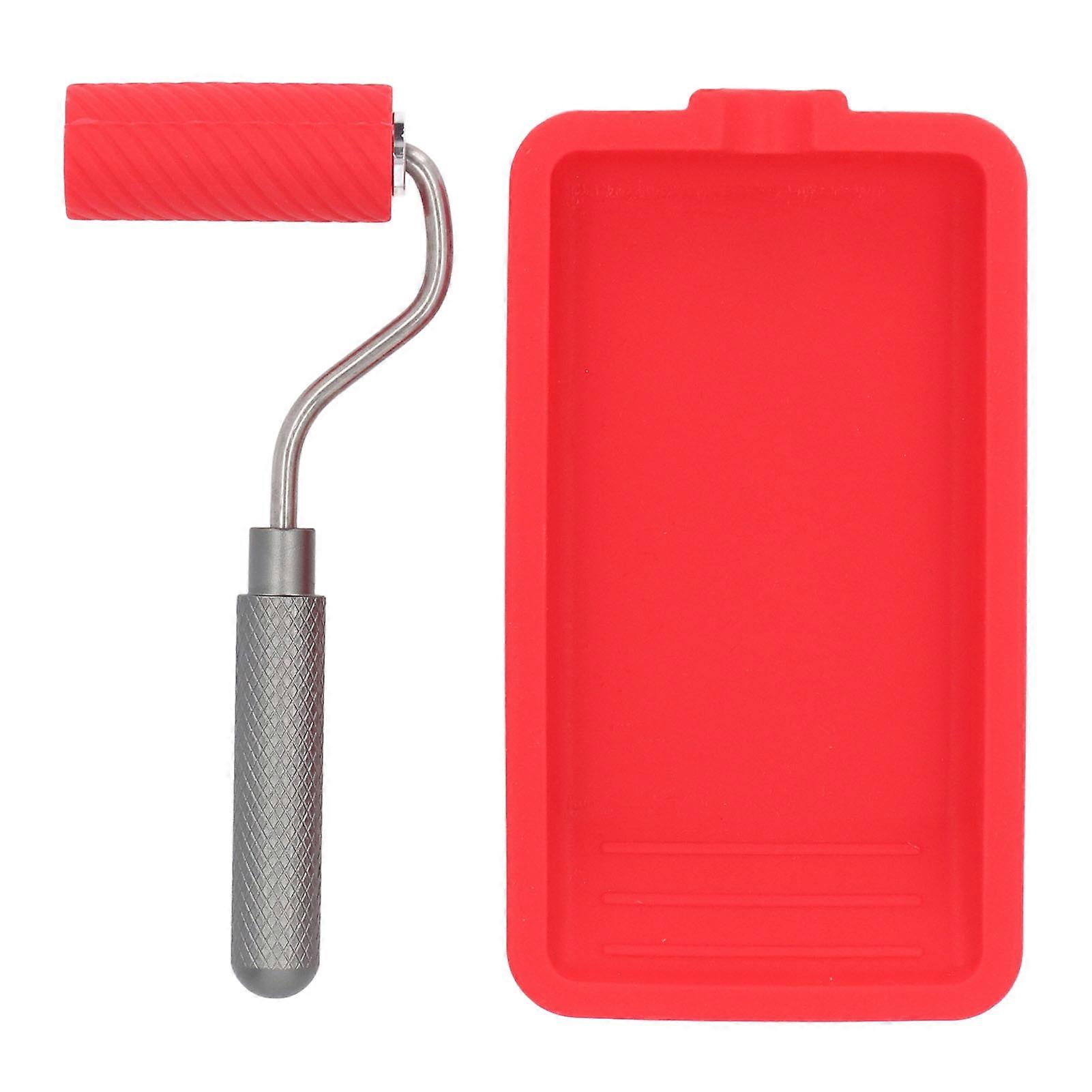 DEWIN Paint Tray and Roller Brush, Silicone Roller and Glue Tray Reusable Paint Kit Woodwork Mini Roller Set for Home Renovation