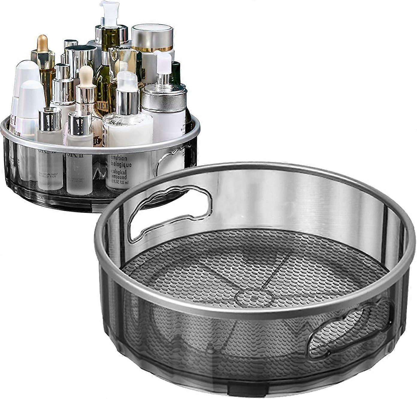 2-Pack Lazy Susan Cabinet Organizer, Plastic Lazy Susan Turntable, 9" & 12" Rotating Round Lazy Susan Spice Rack Organizer for Pantry, Countertop, Gre