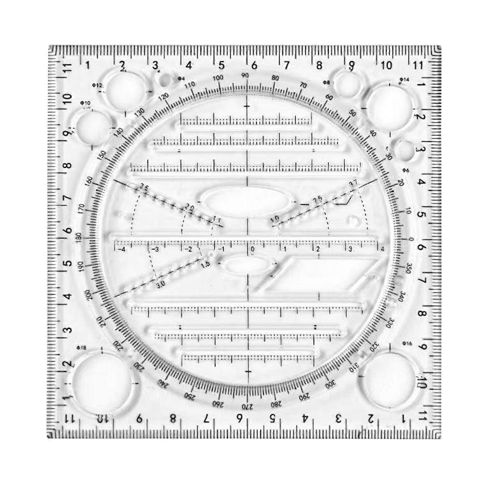 Precision Scale Measuring Ruler Round Corner Plastic Wide Application Geometric Ruler Drafting Tools