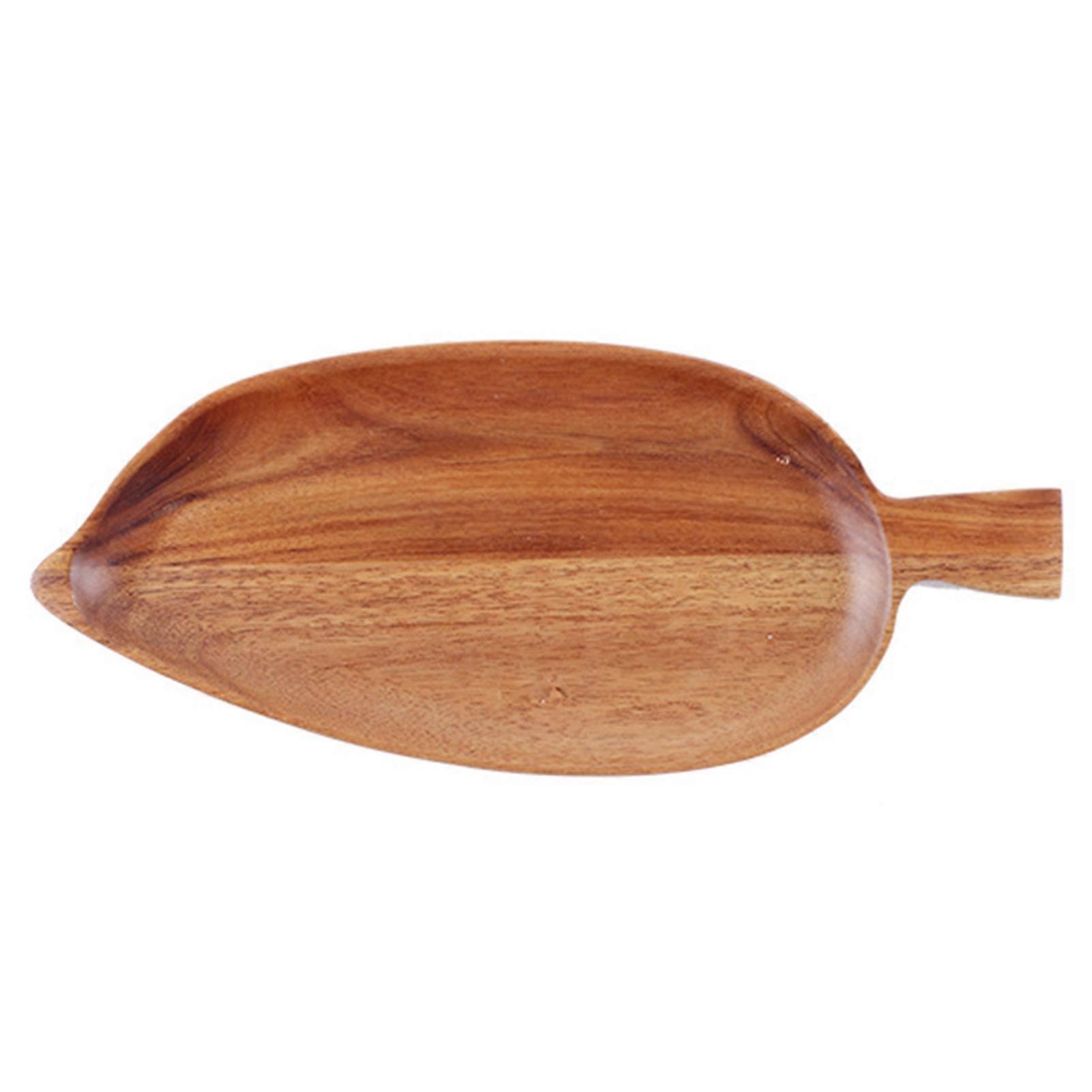 Creative Leaf Shape Dinner Tray More Thicken Round Edge Wood Serving Tray for Home