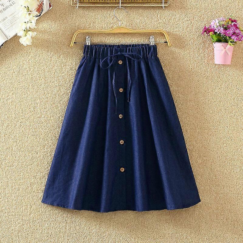 New Hot High Waist A-Line Skirt with Button Front Drawstring and Pleats, Elegant and Perfect for All Occasions (150 characters)