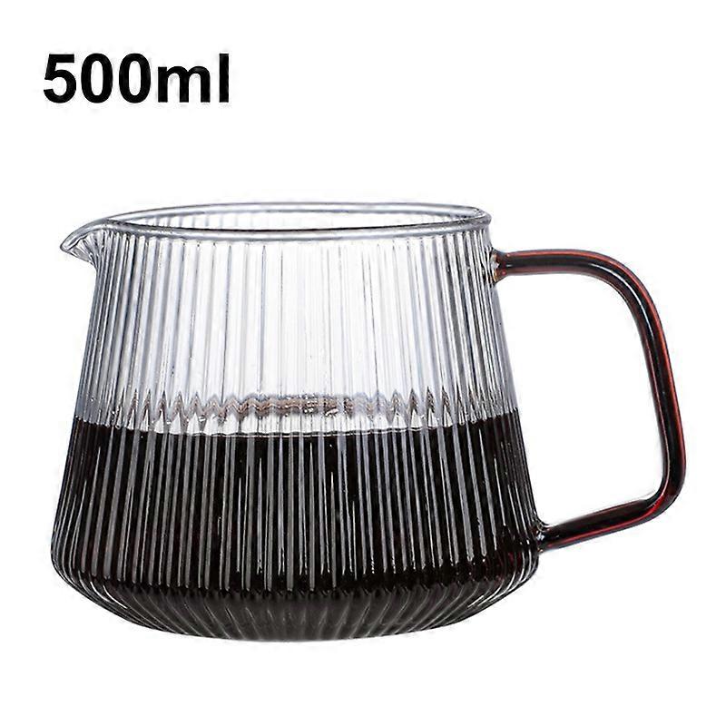 350ML/500ML Coffee Pot V-shaped Spout Striped Design Glass Vertical Pattern Coffee Sharing Pot for Home