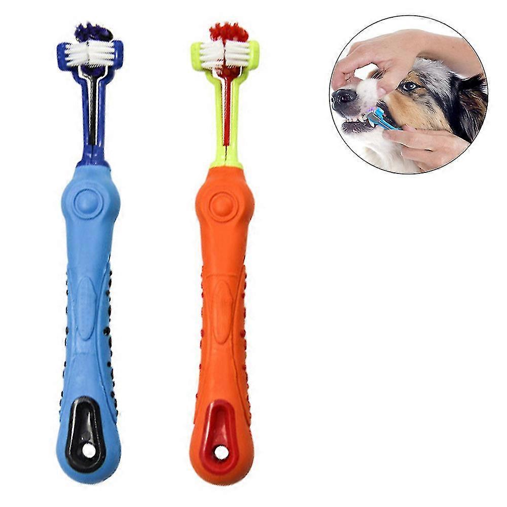 2 Three Sided Pet Toothbrush Dog Brush