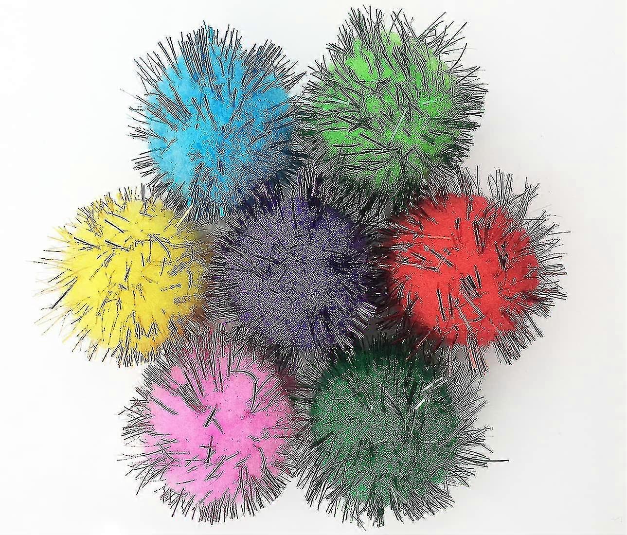 30 Piece Assorted Color Sparkle Balls Cat's Favorite Toy Tinsel Pom Poms Glitter