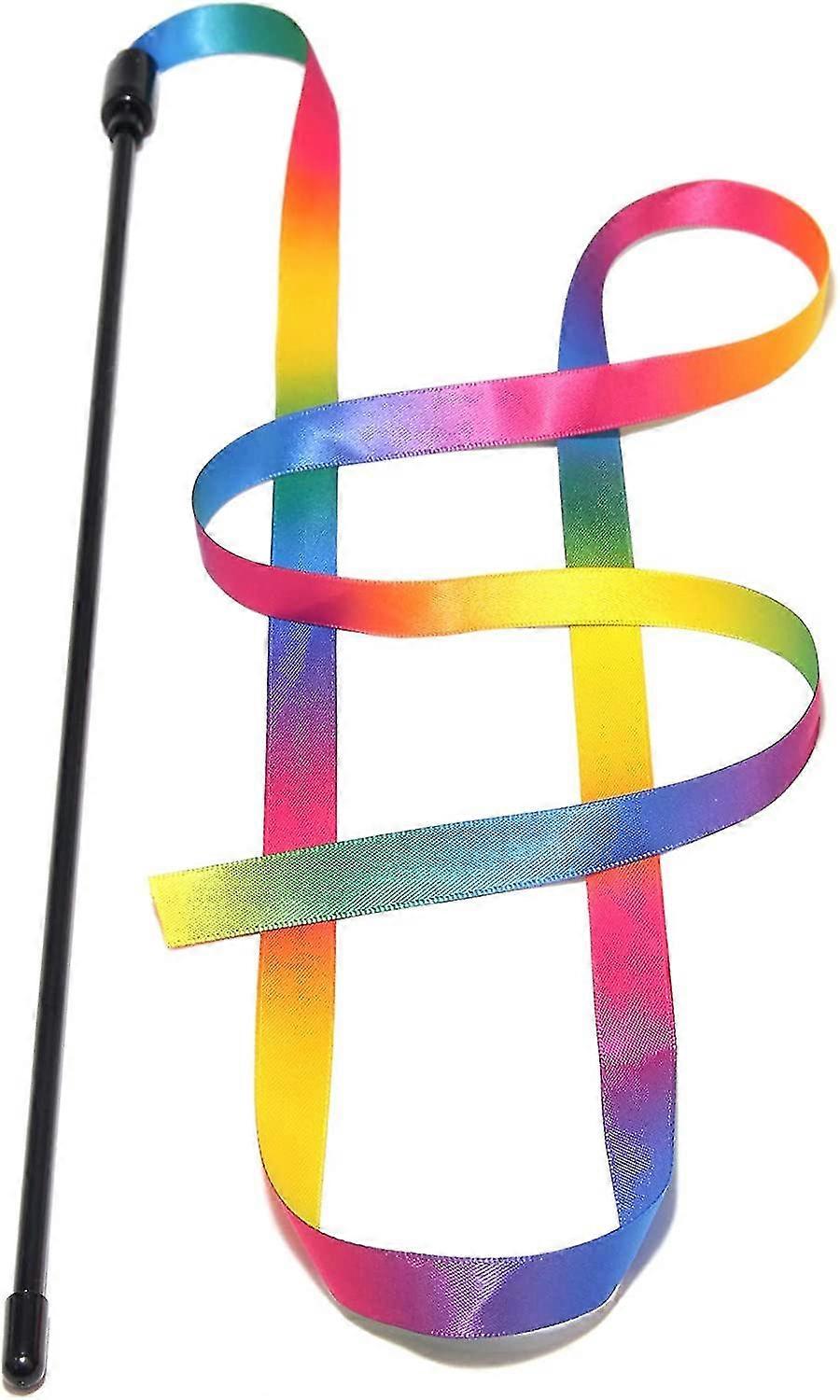 Interactive Cat Toys Teaser Rainbow Wand String - 1 Pack