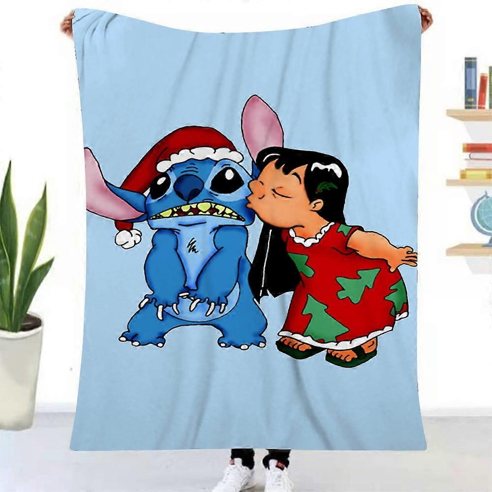 Cartoon Lilo & Stitch Unique Cute Flannel Blanket for Kids Adults, Fluffy Cozy Throw Blanket, Durable All Season Blanket for Living Room Office Home C