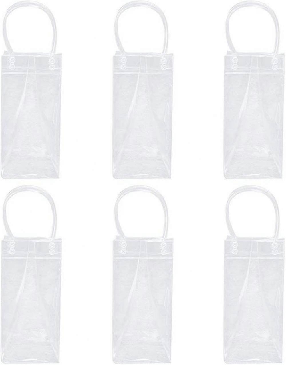 6包香槟啤酒红酒瓶保温防水便携式透明PVC冷藏袋带携带