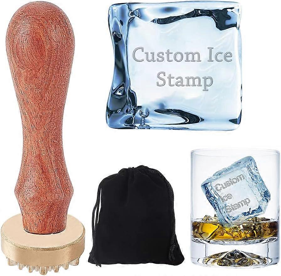 Custom Ice Stamp 1.2" Personalized Ice Cube Stamp Ice Branding Stamp Wooden Seal Stamp Ice Stamp Cocktail Ice Block Stamp for Cocktail and Whisky Moji